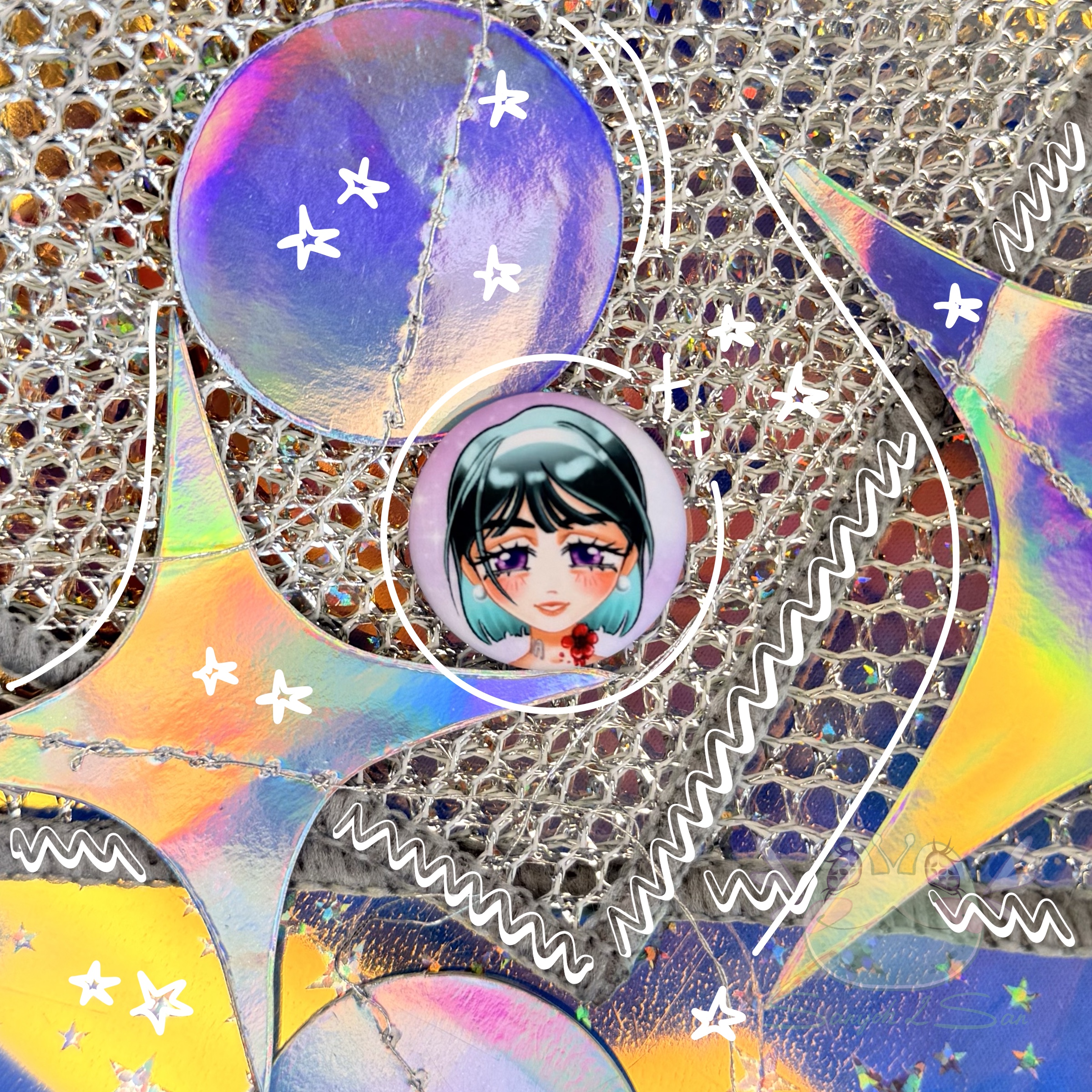 Значок 25мм СУА, Ино., сцена, 2.0 круг мат