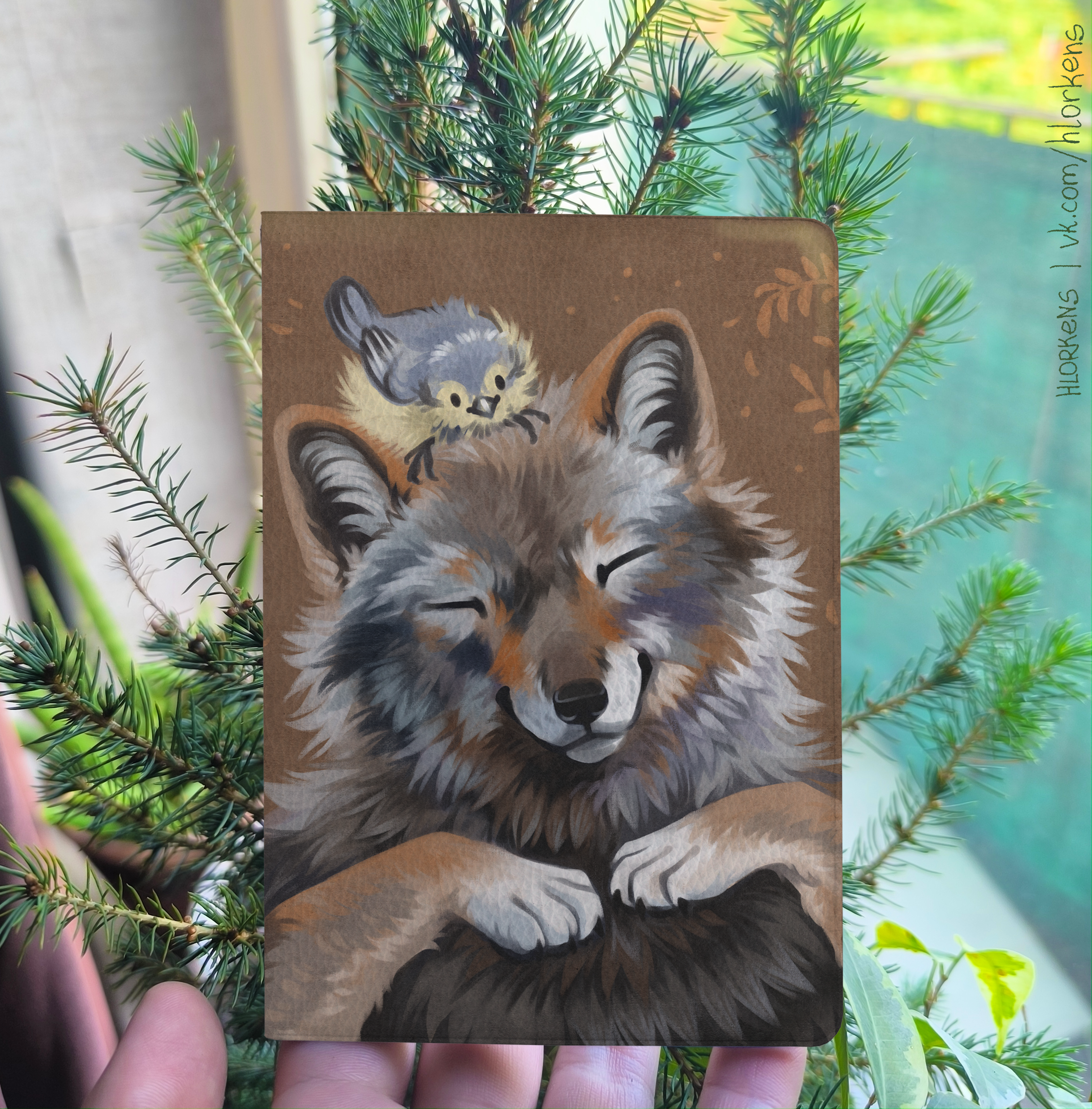 Обложка на паспорт "Волк и птенец"