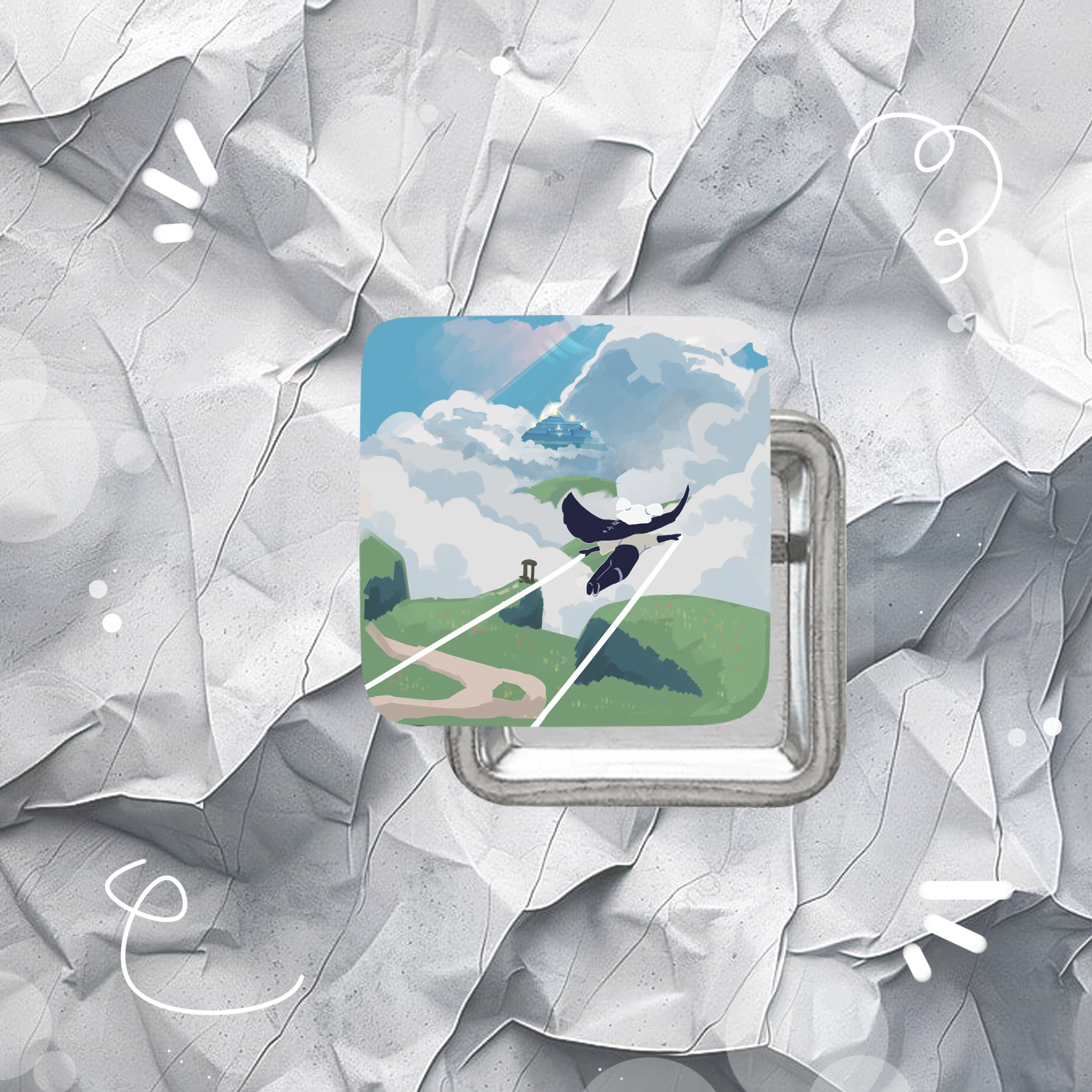 Значок 37мм "Sky: полет" (голография)