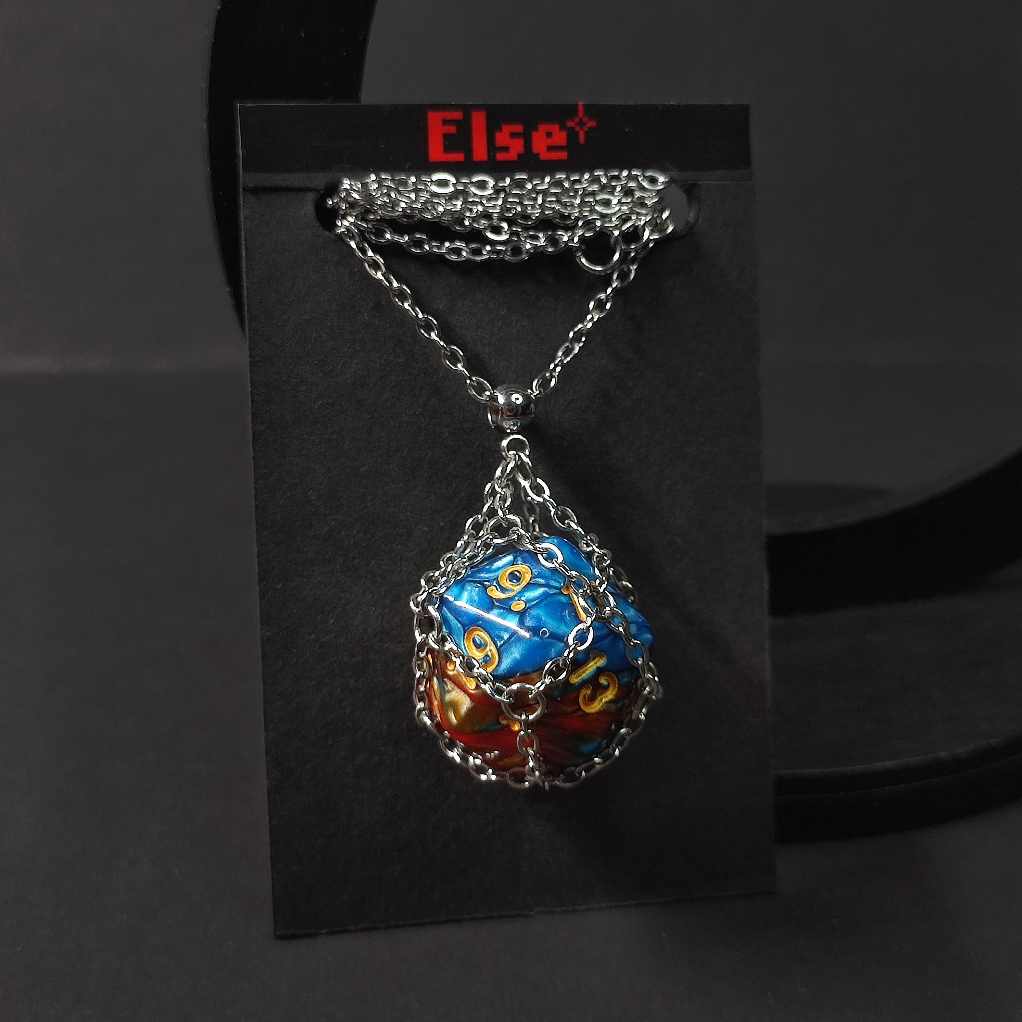 Подвеска днд "д20" сине-коричневая (нерж. сталь)