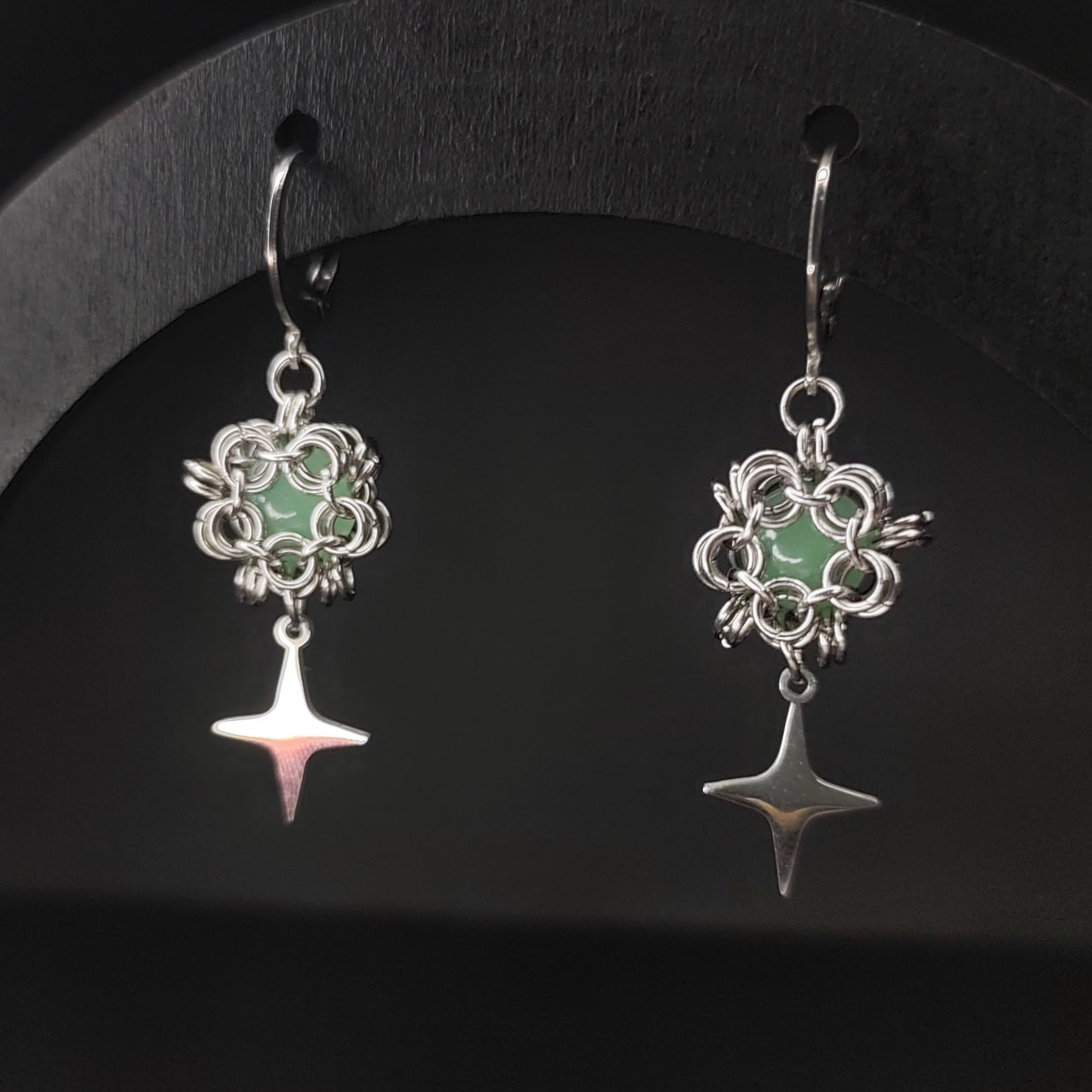 Серьги "Значимость" (нерж. сталь) с авантюрином