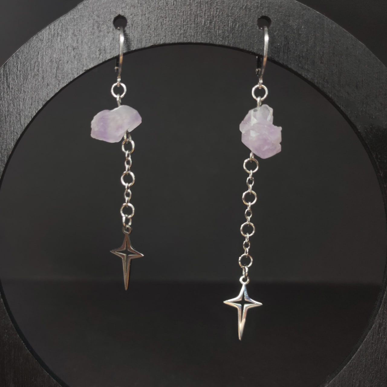 Серьги "Мечтание" (нерж. сталь) с аметистом