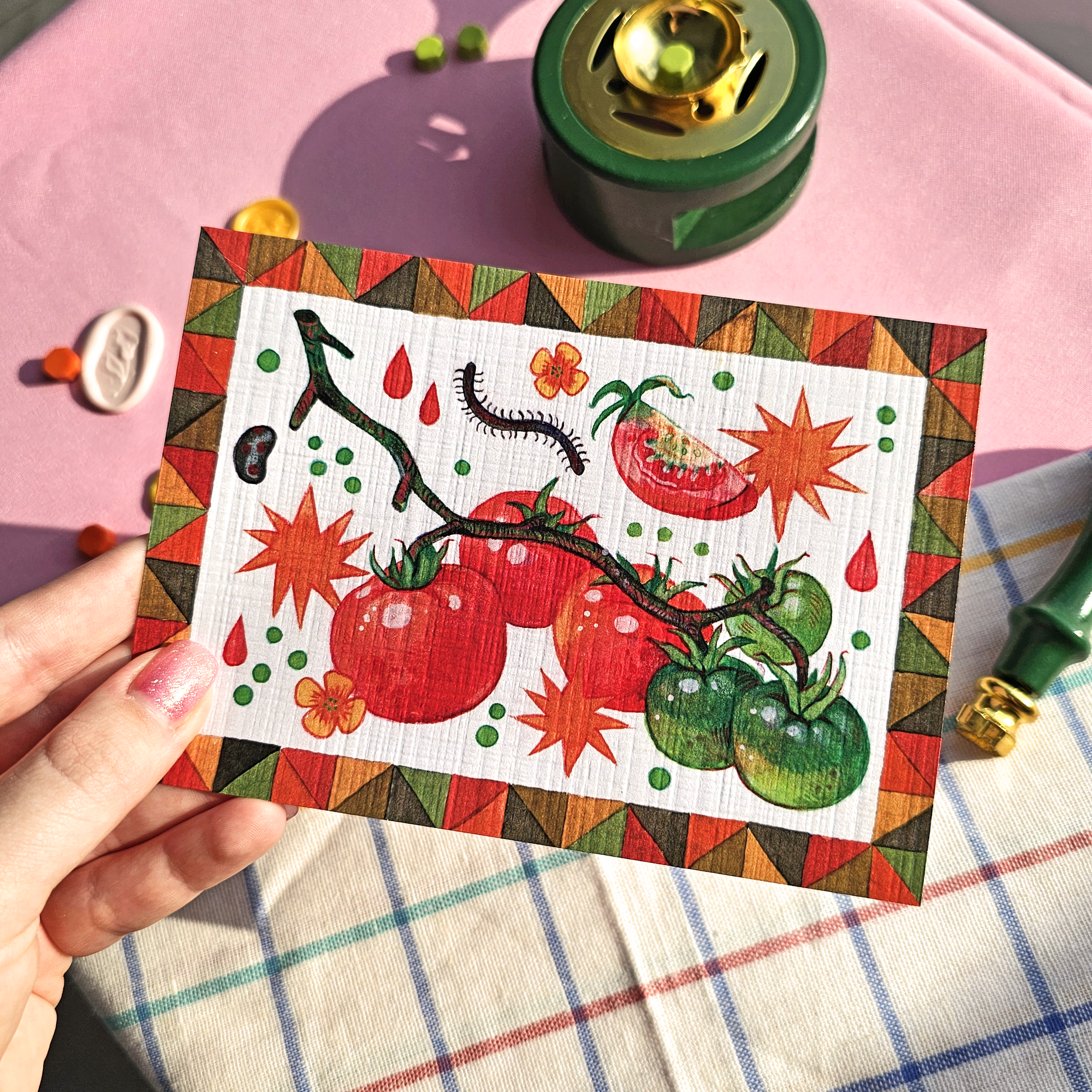 Открытка Томаты на ветке