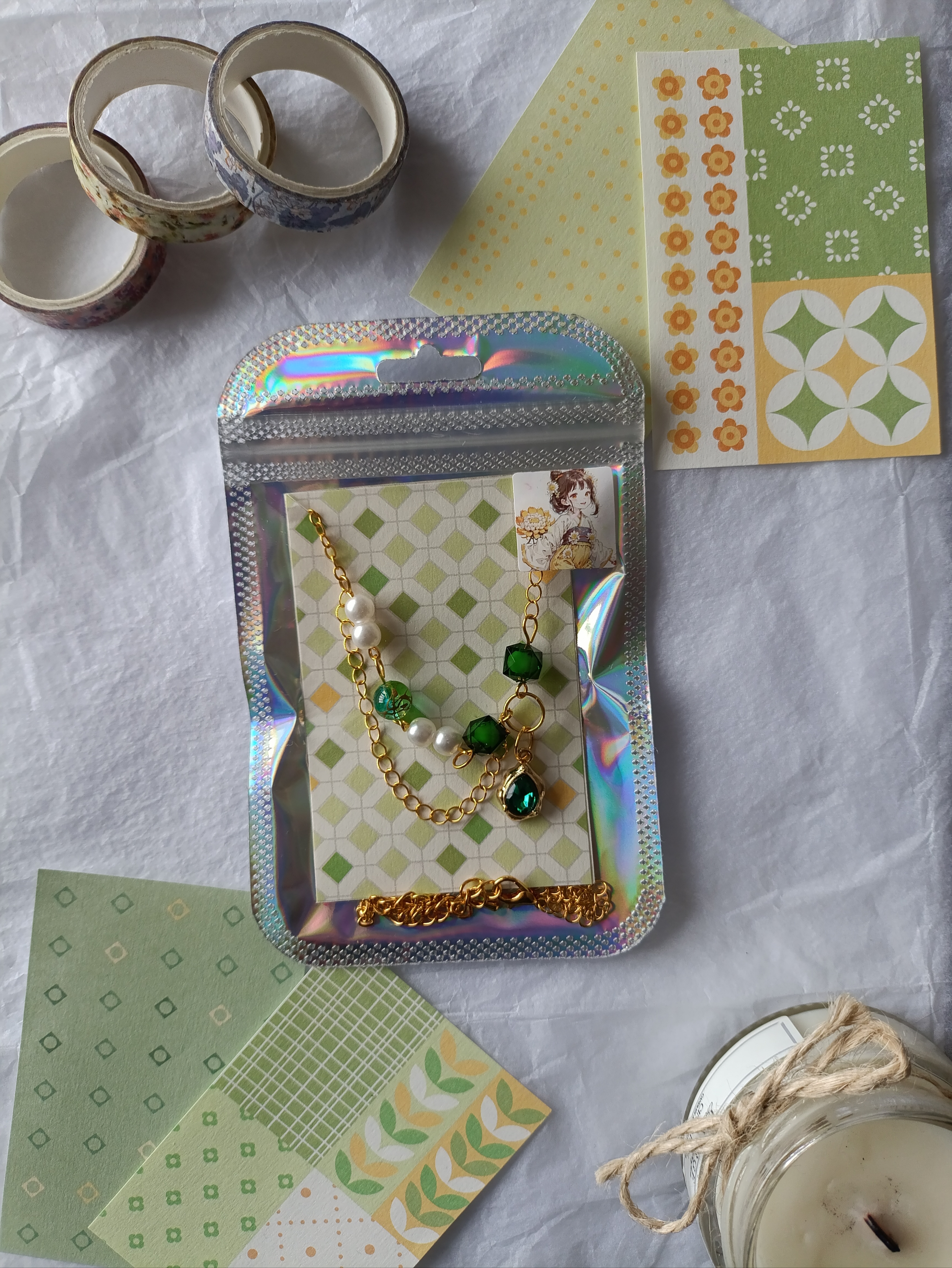 Колье Зелёная капля