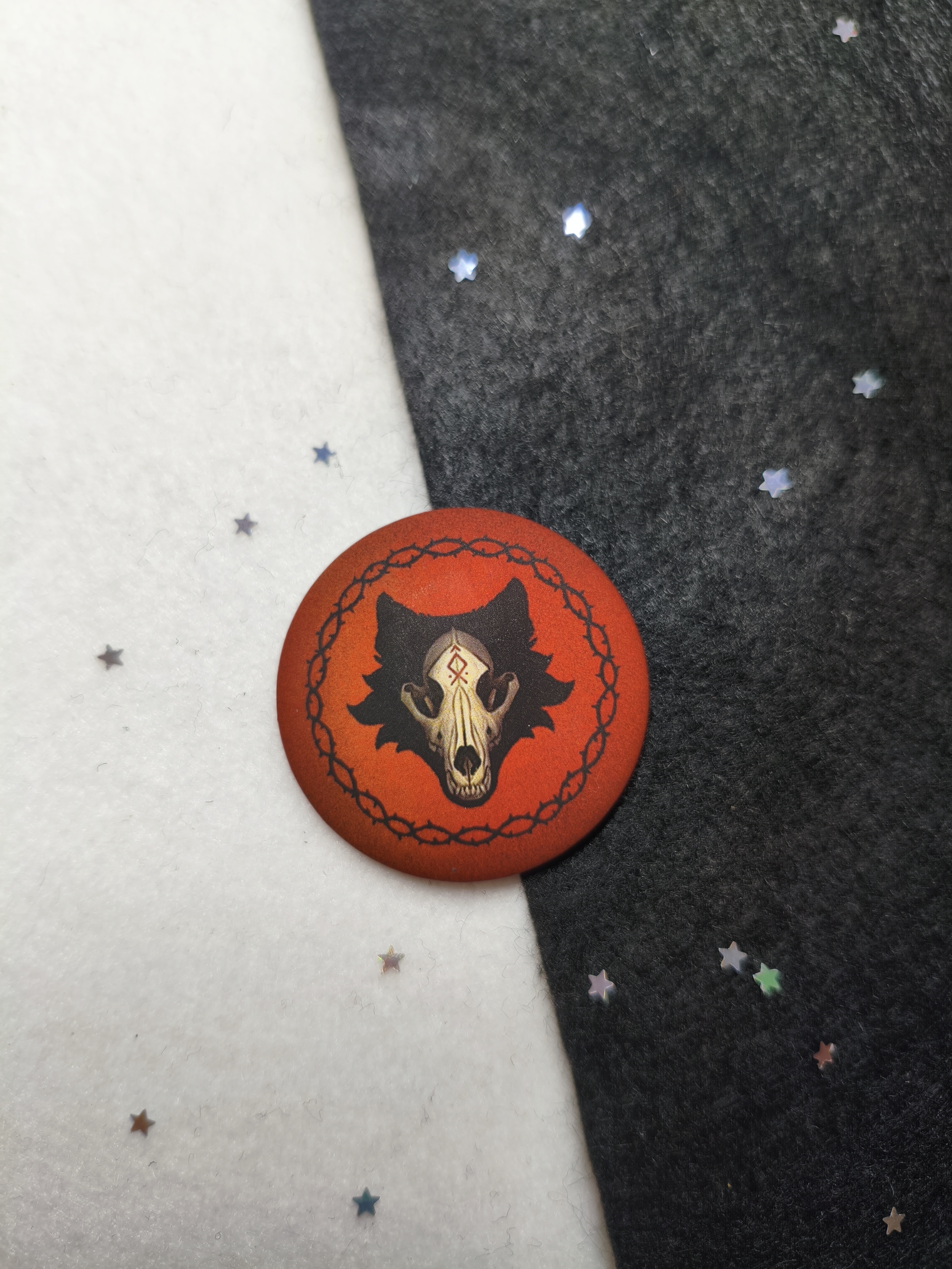 Значок 37мм череп волка