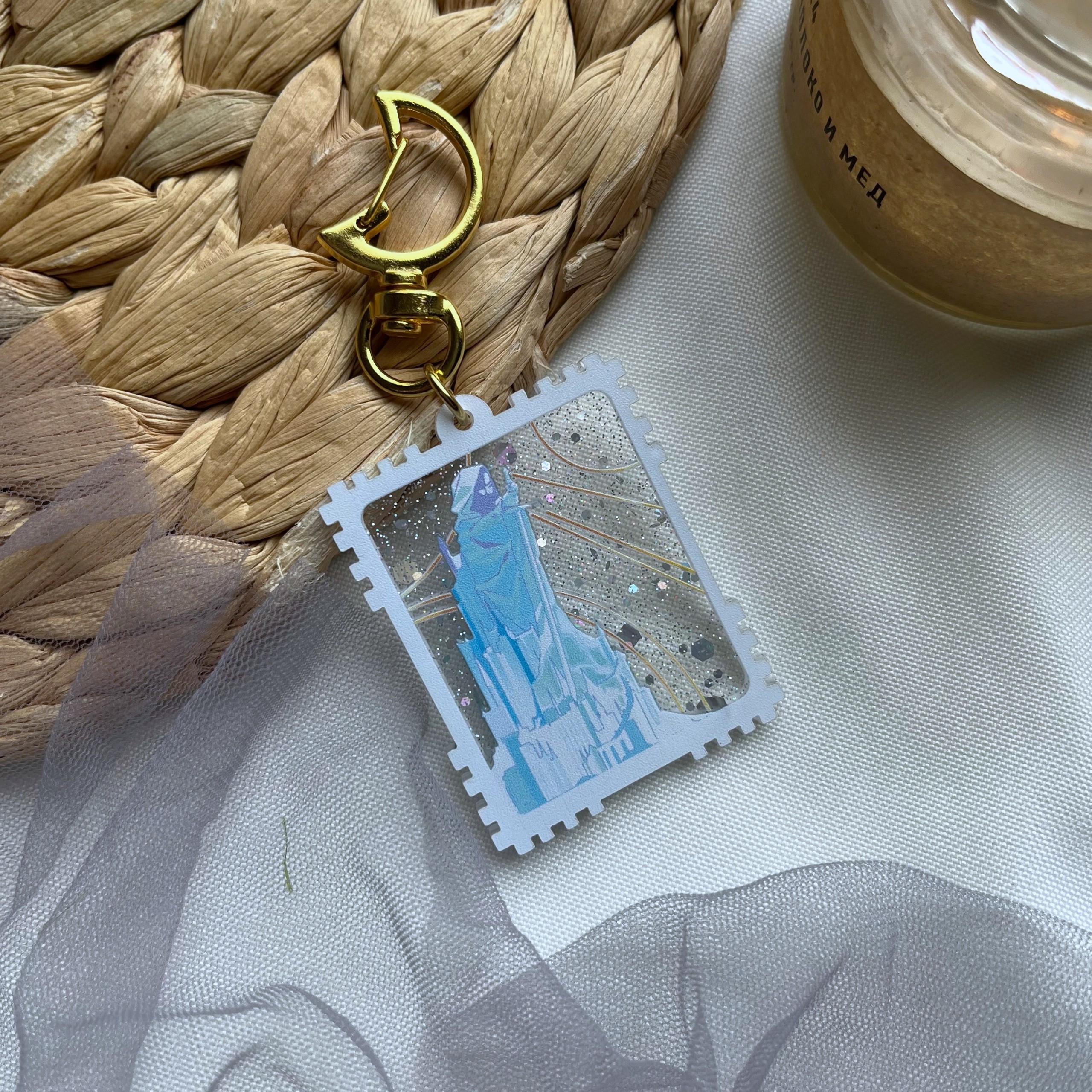 брелок 5см (блест.акрил) синий замок