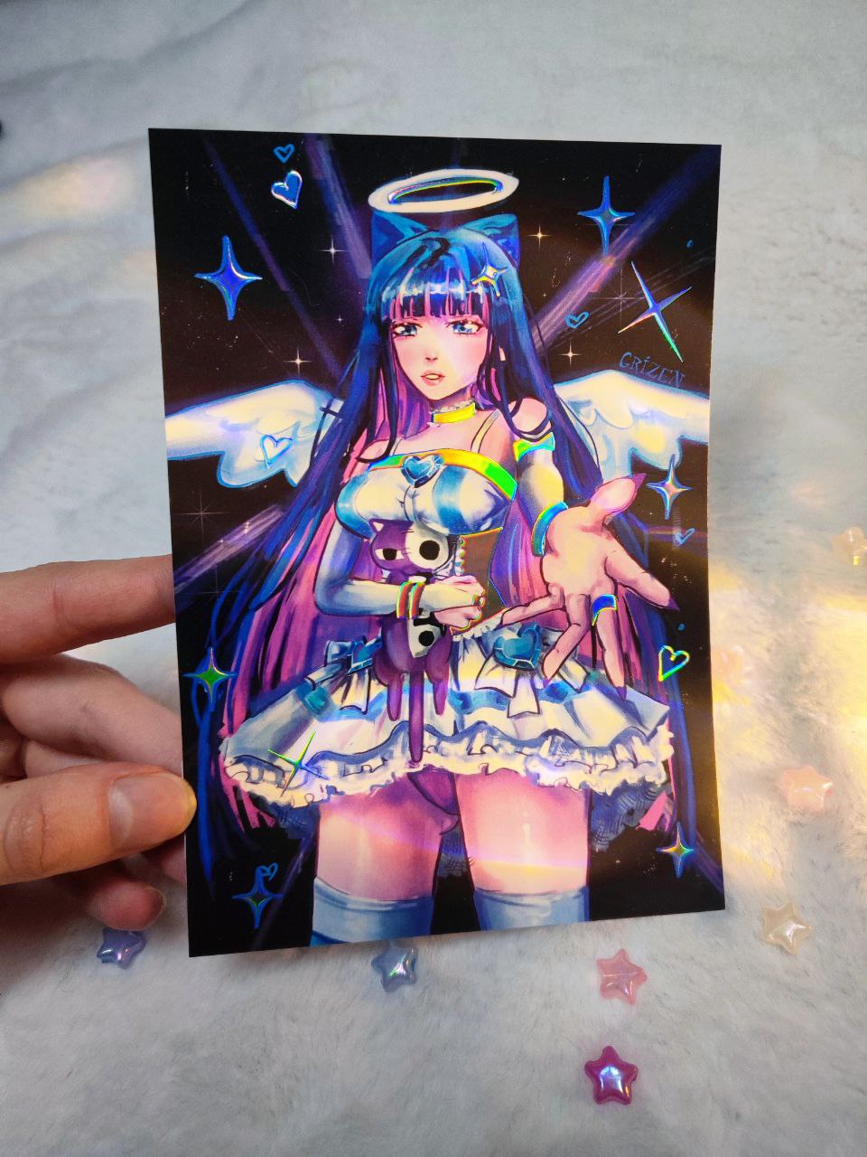 Открытка голо фольга чулка