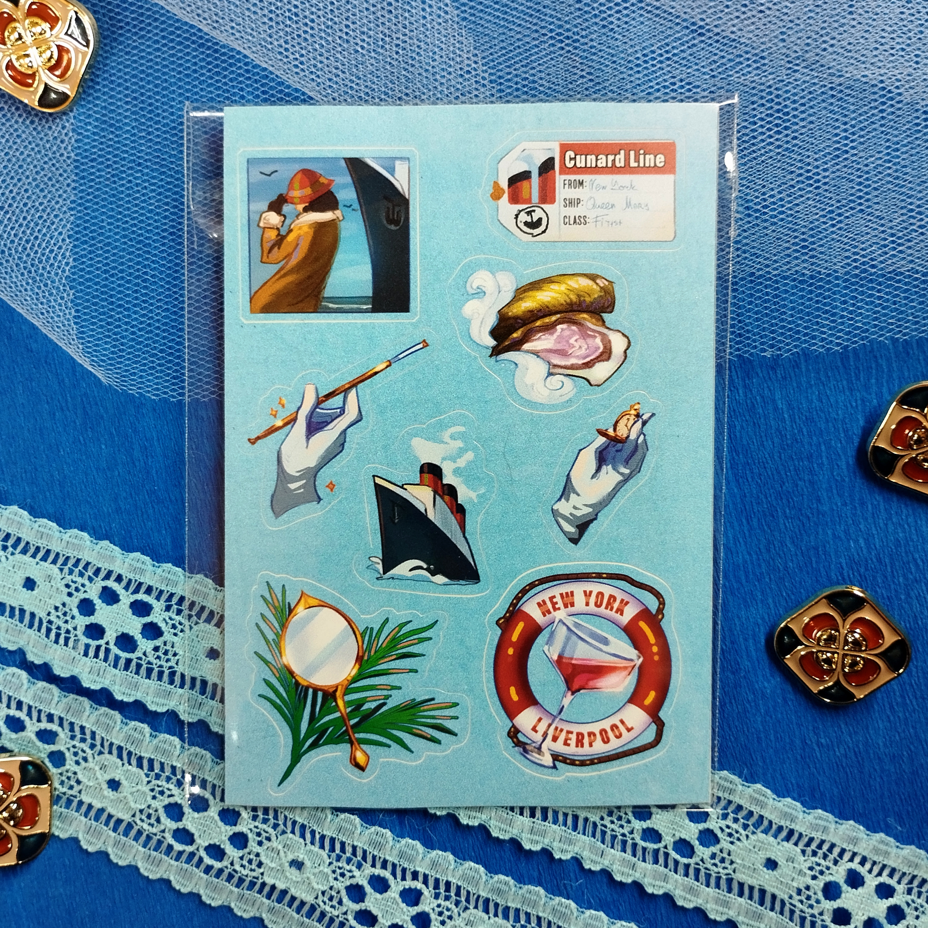 Наклейки атлантические синие а7