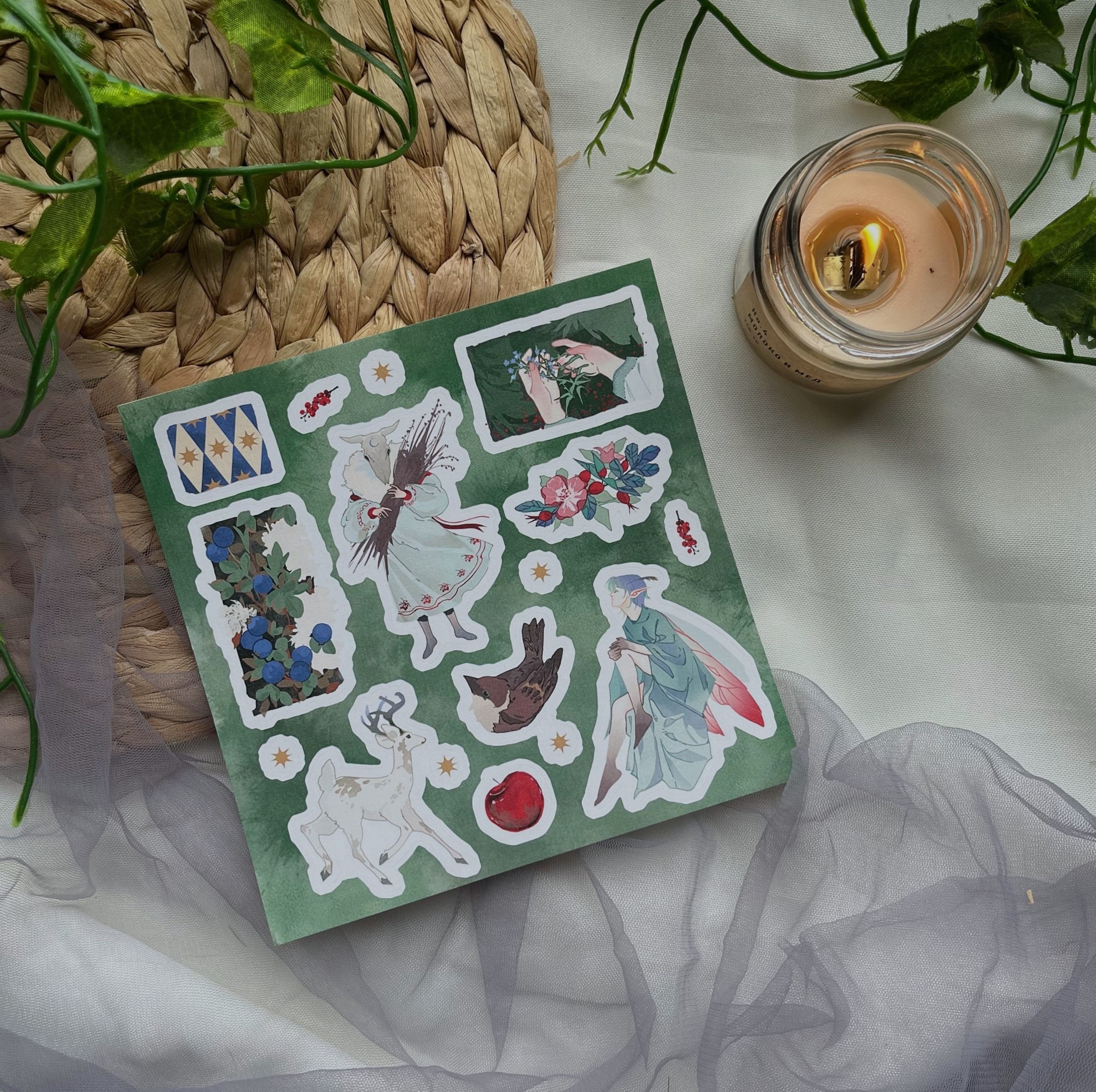 стикеры 15х15 лес