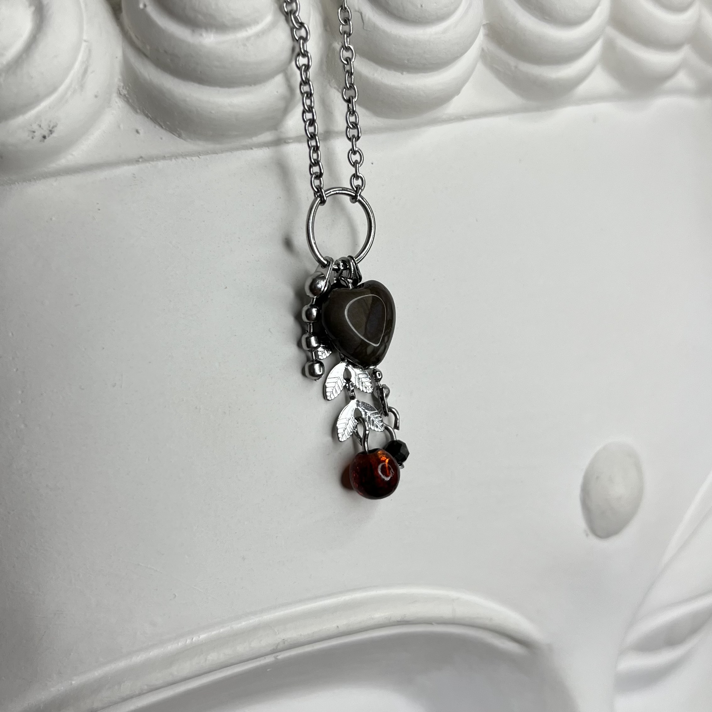 Подвеска «Сердце яшмы». Длина: 50см