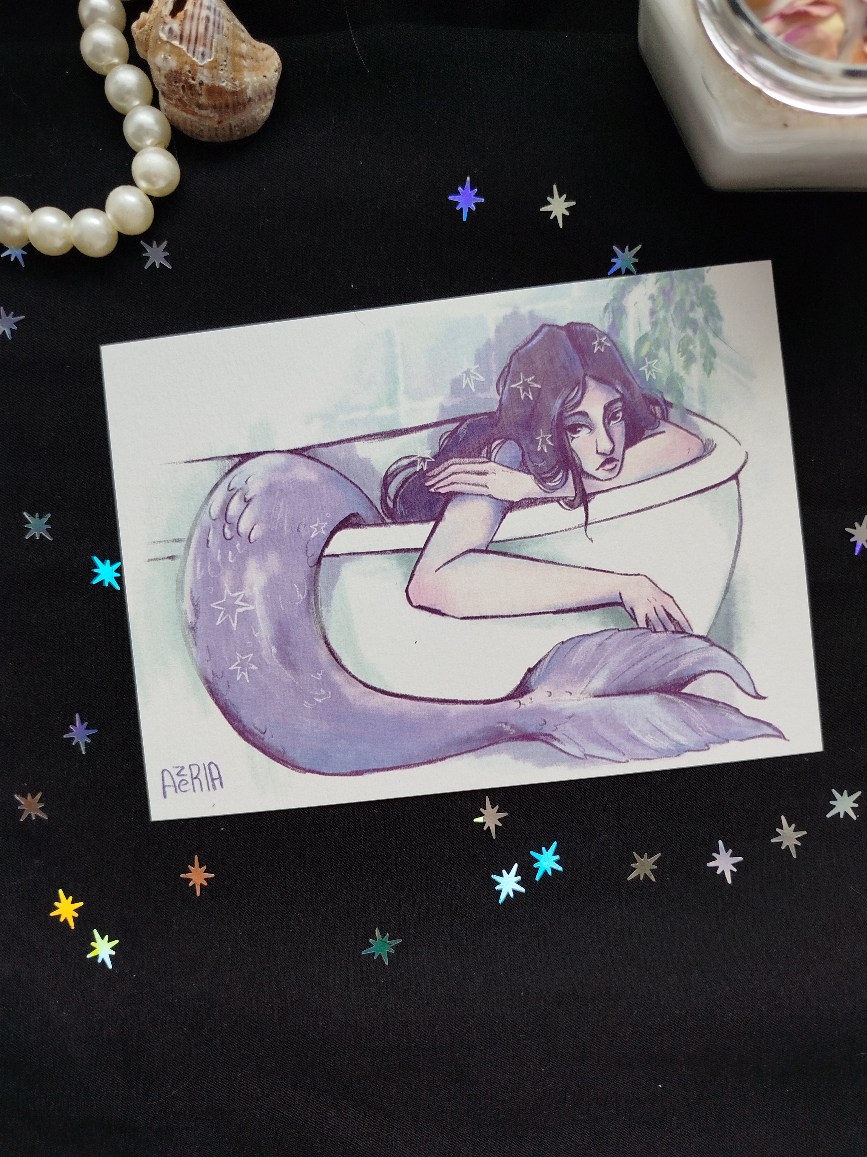 Открытка "Русалка скетч"