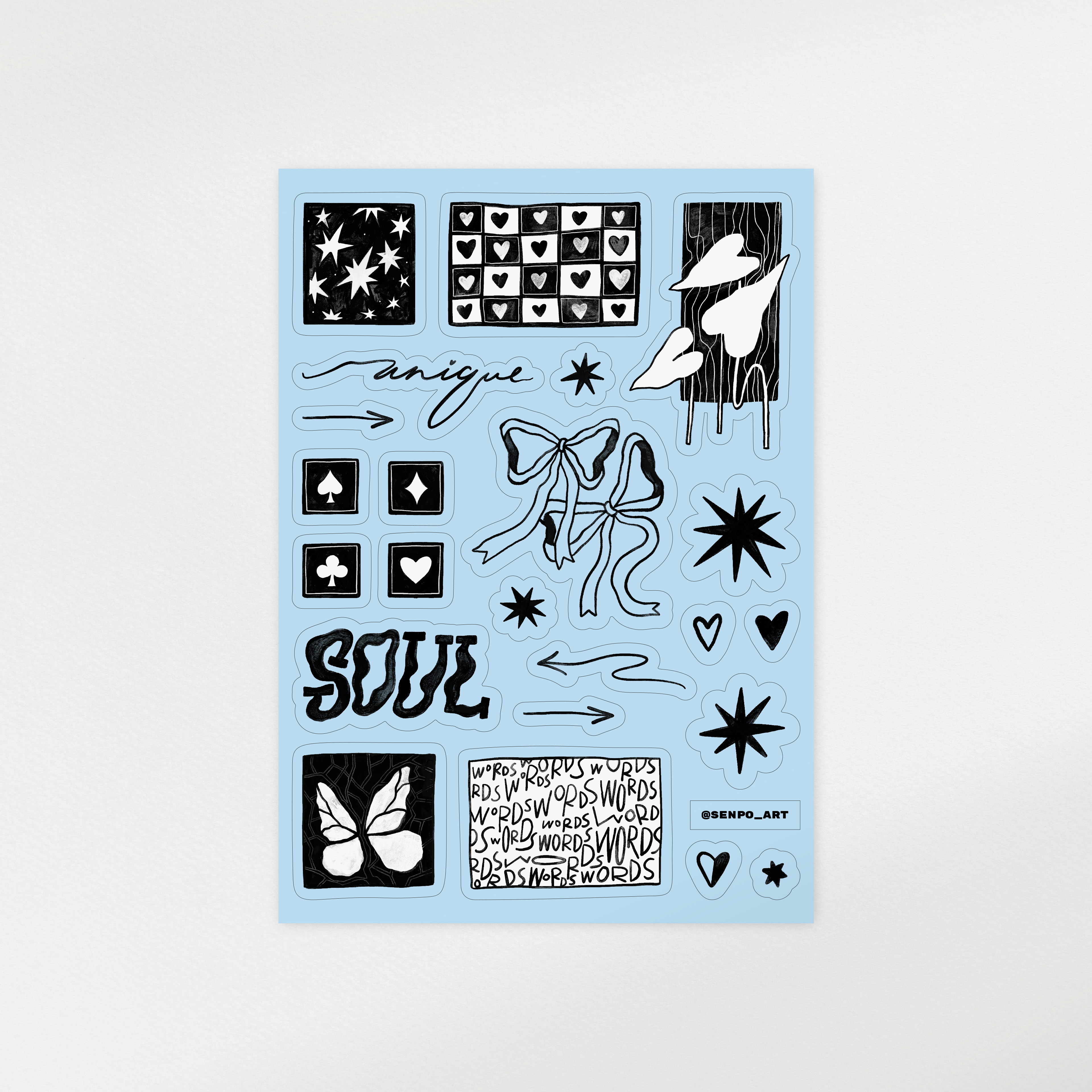 Наклейки Душа голубые