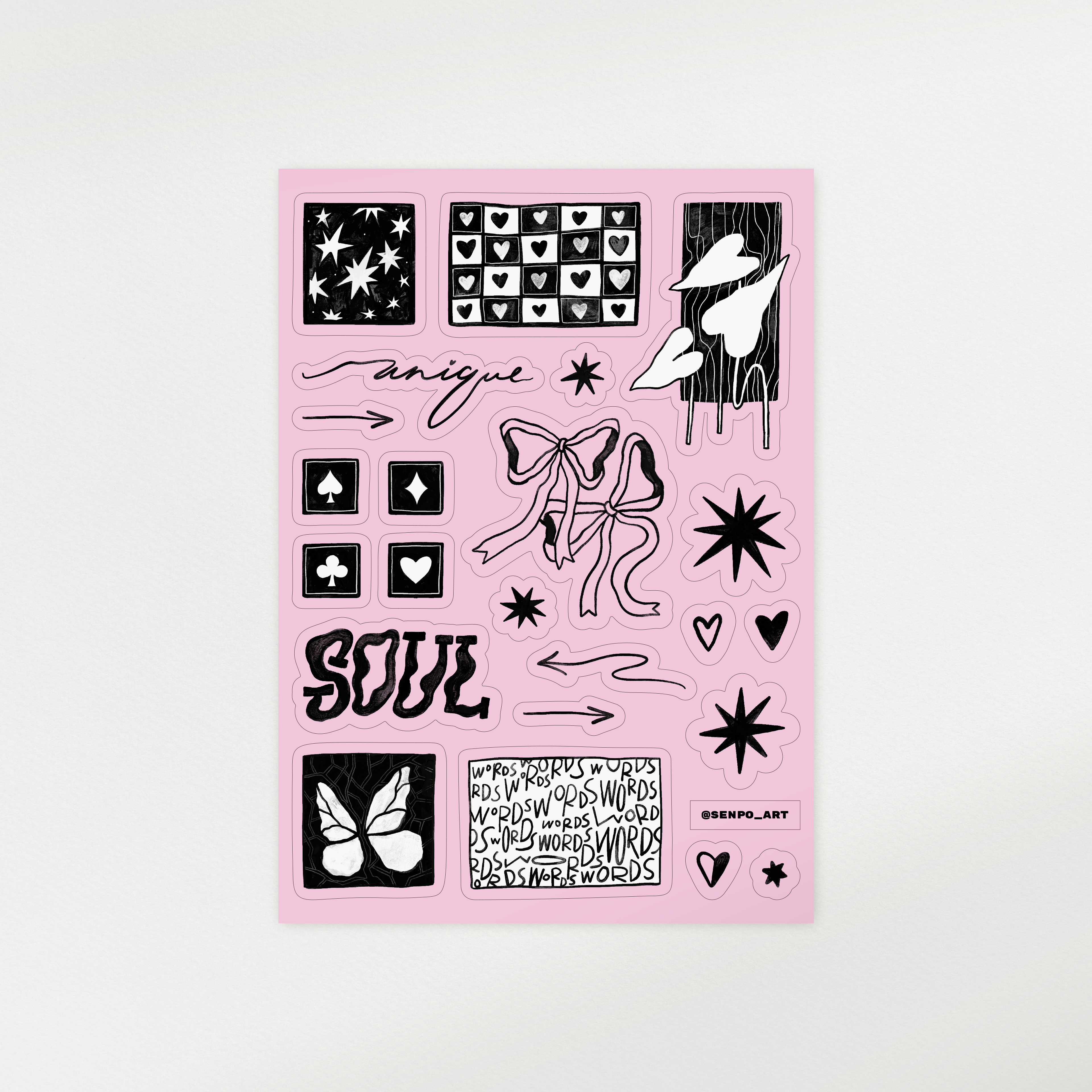 Наклейки Душа розовые