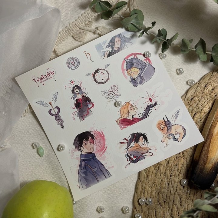 стикеры 15х15 СТАЛЬНОЙ АЛХИМИК акварель