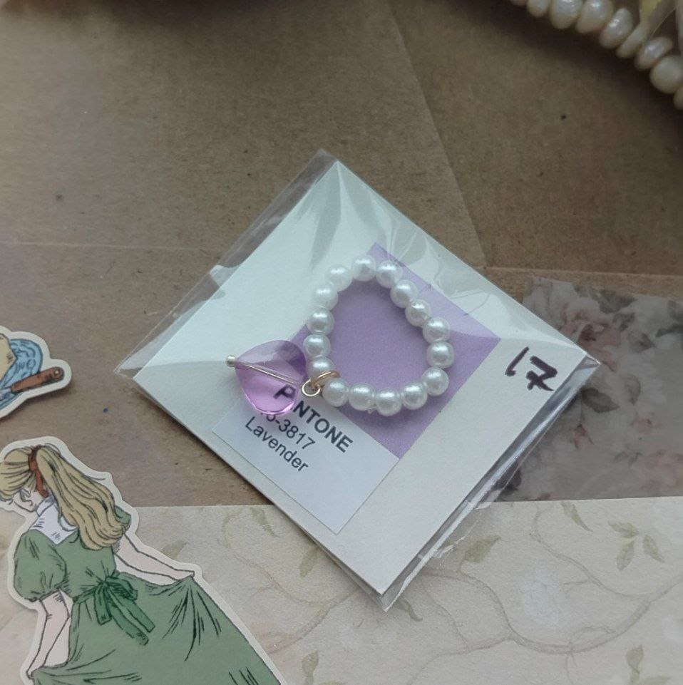 Кольцо 17 с сиреневым сердцем