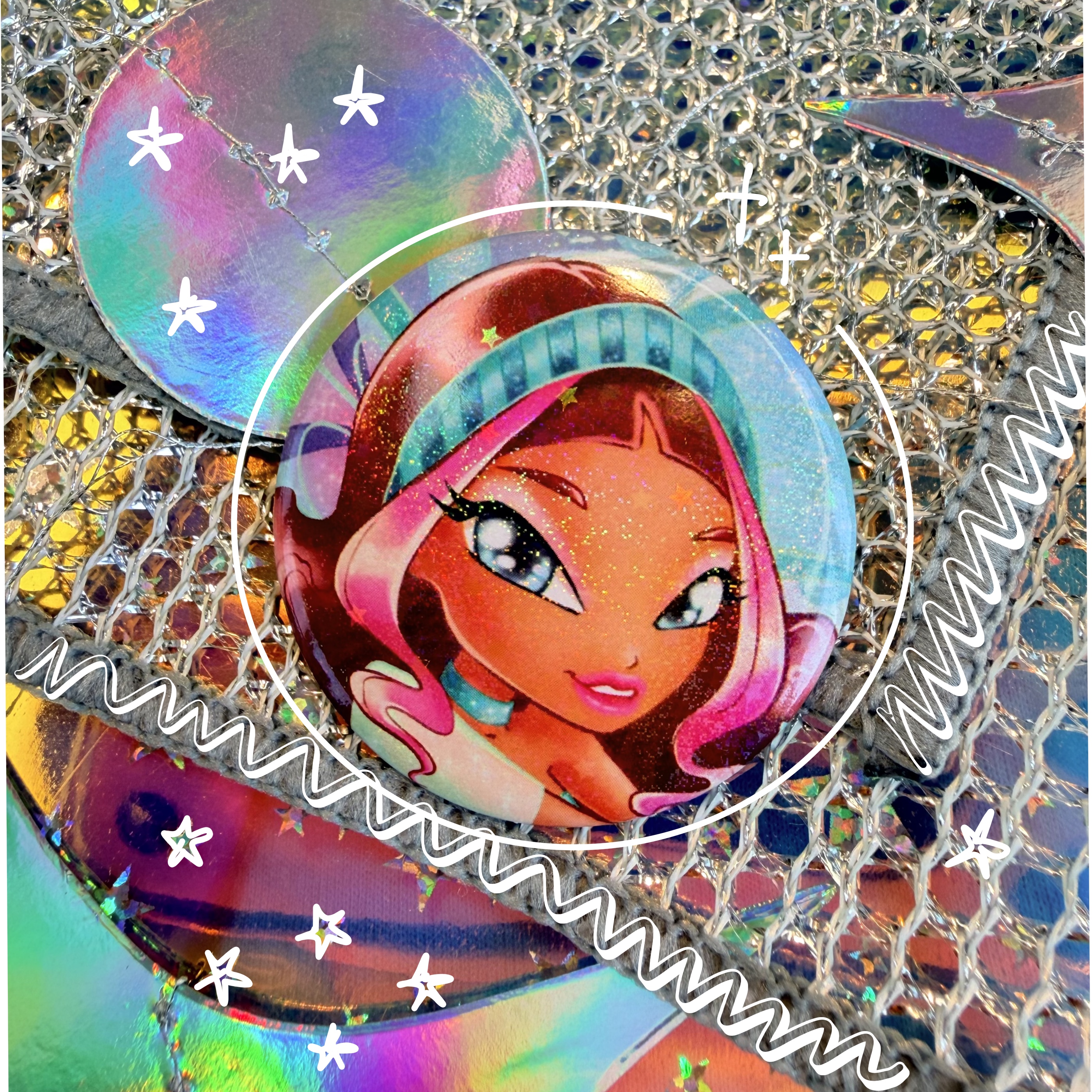 Значок 44 мм, Лейла, Винкс-Беливикс, песок и звезды