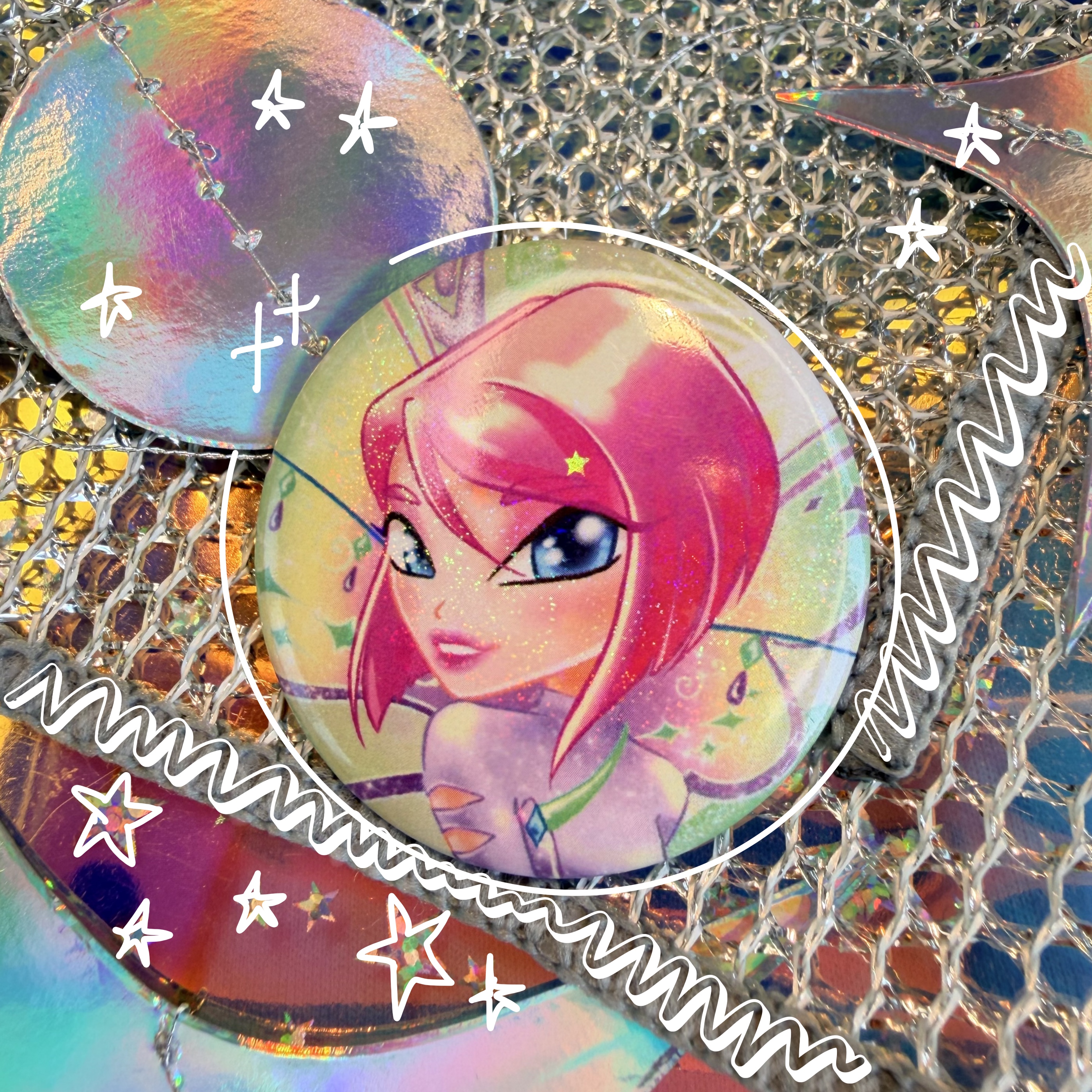 Значок 44 мм, Текна, Винкс-Беливикс, песок и звезды