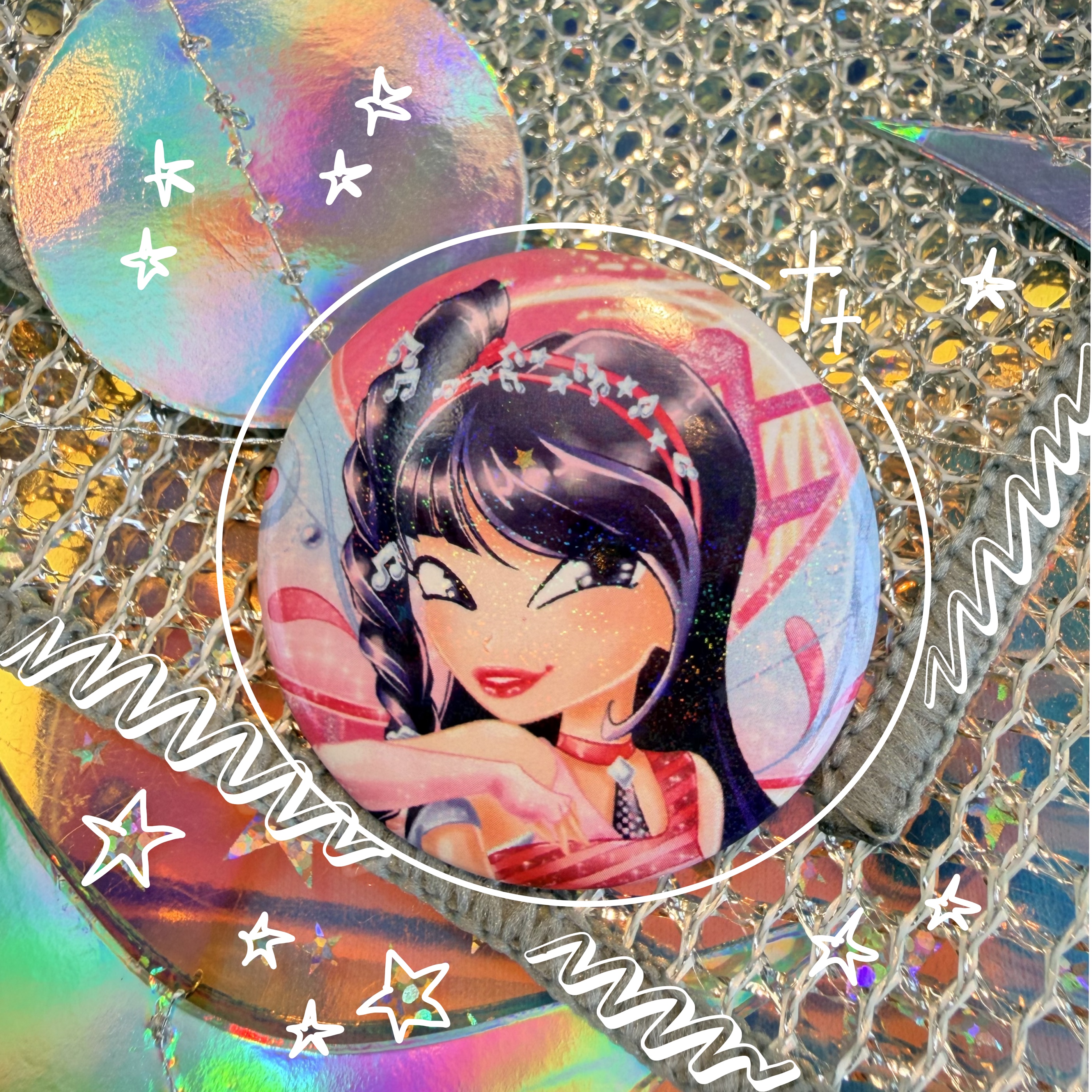 Значок 44 мм, Муза, Винкс-Беливикс, песок и звезды