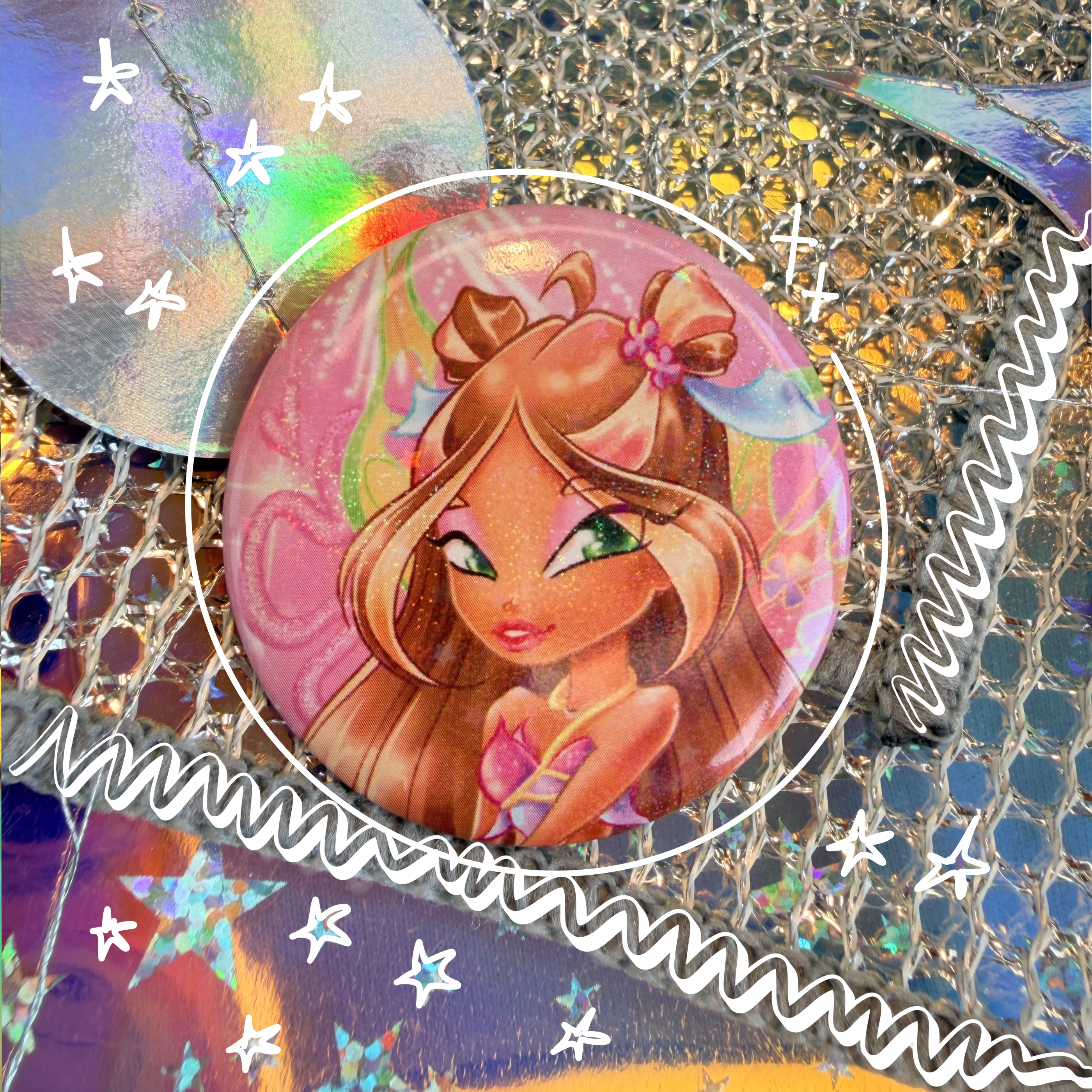 Значок 44 мм, Флора, Винкс-Беливикс, песок и звезды