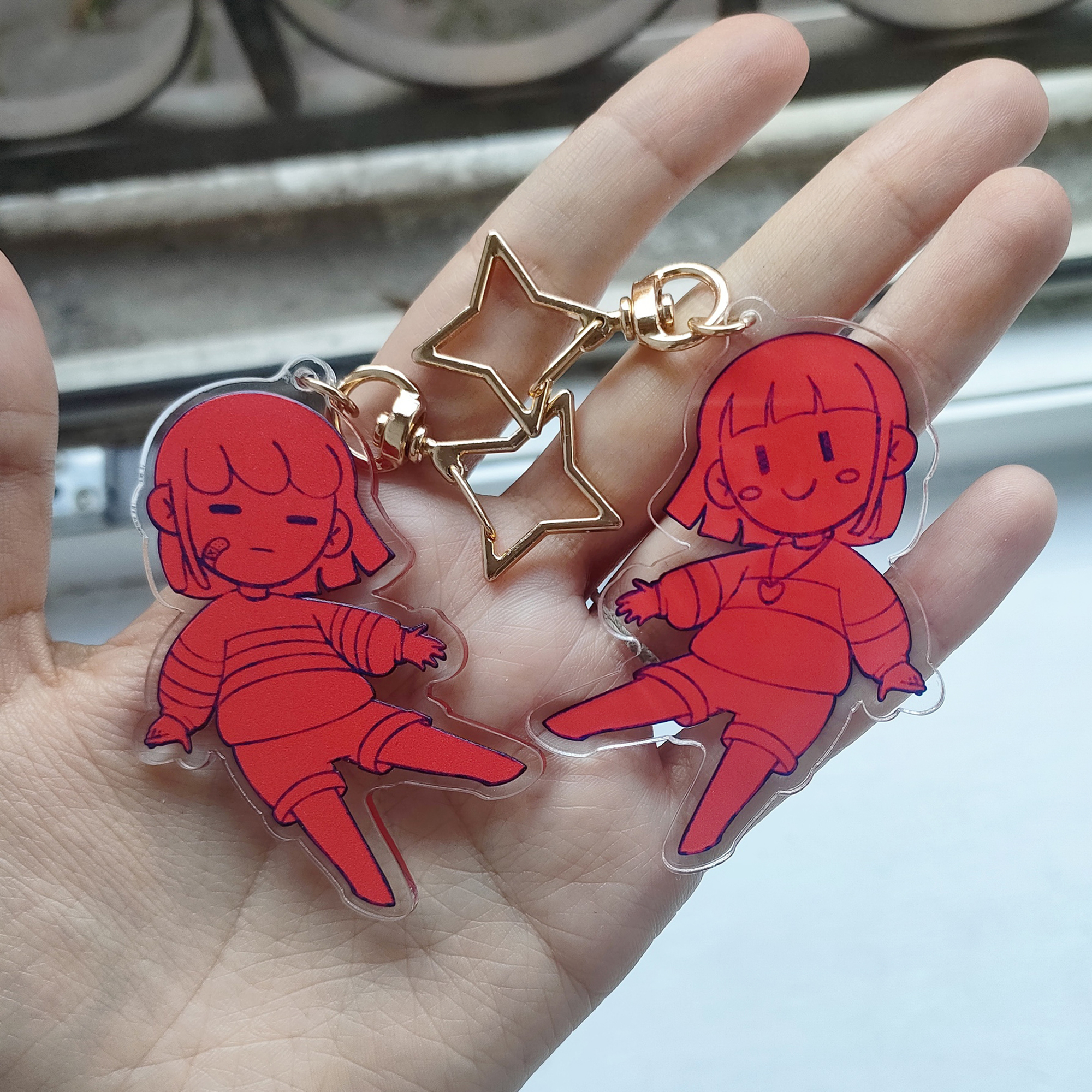 Брелок "Чара и Фриск" красный