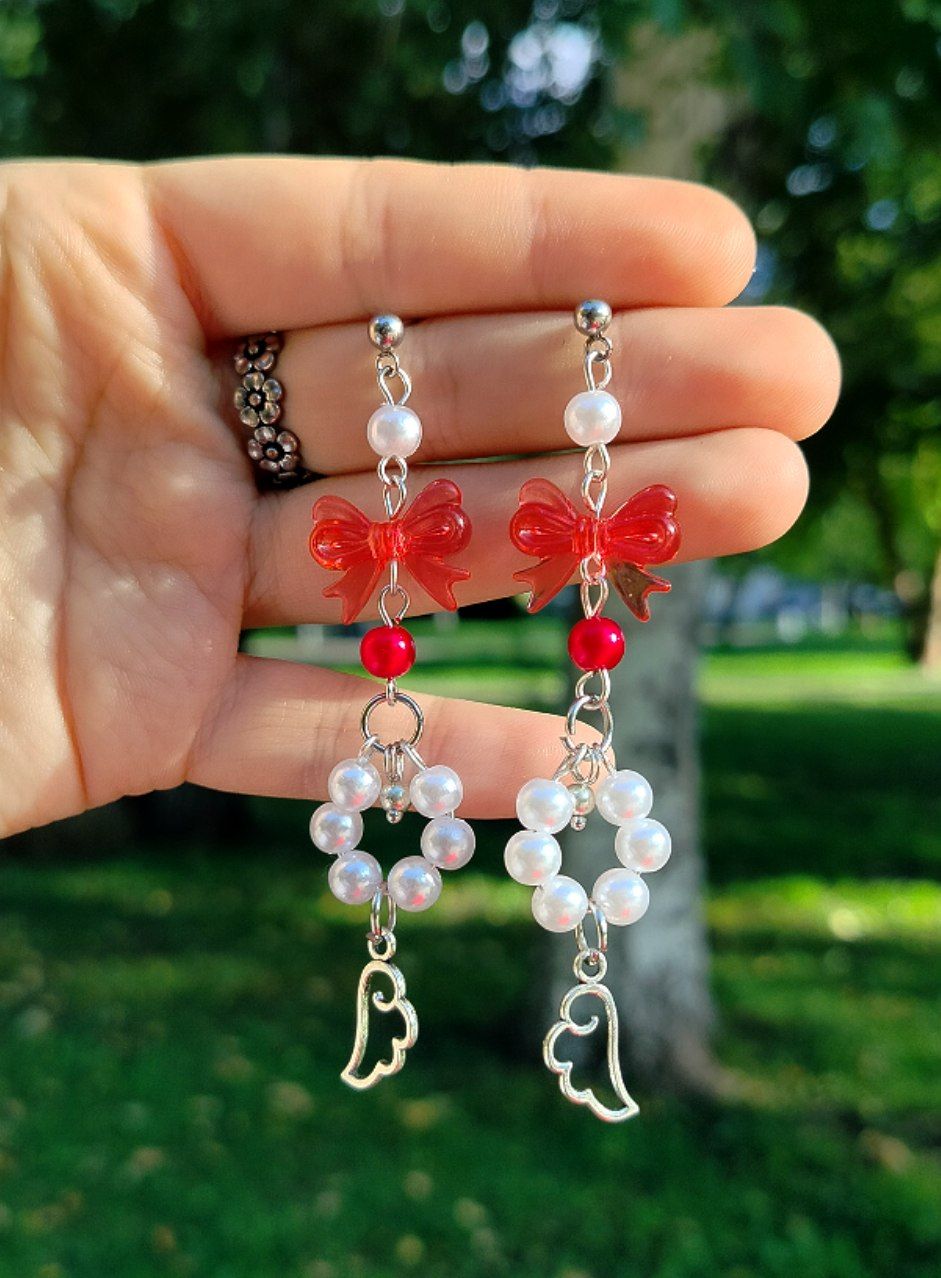 Серьги "Кокетка" красные