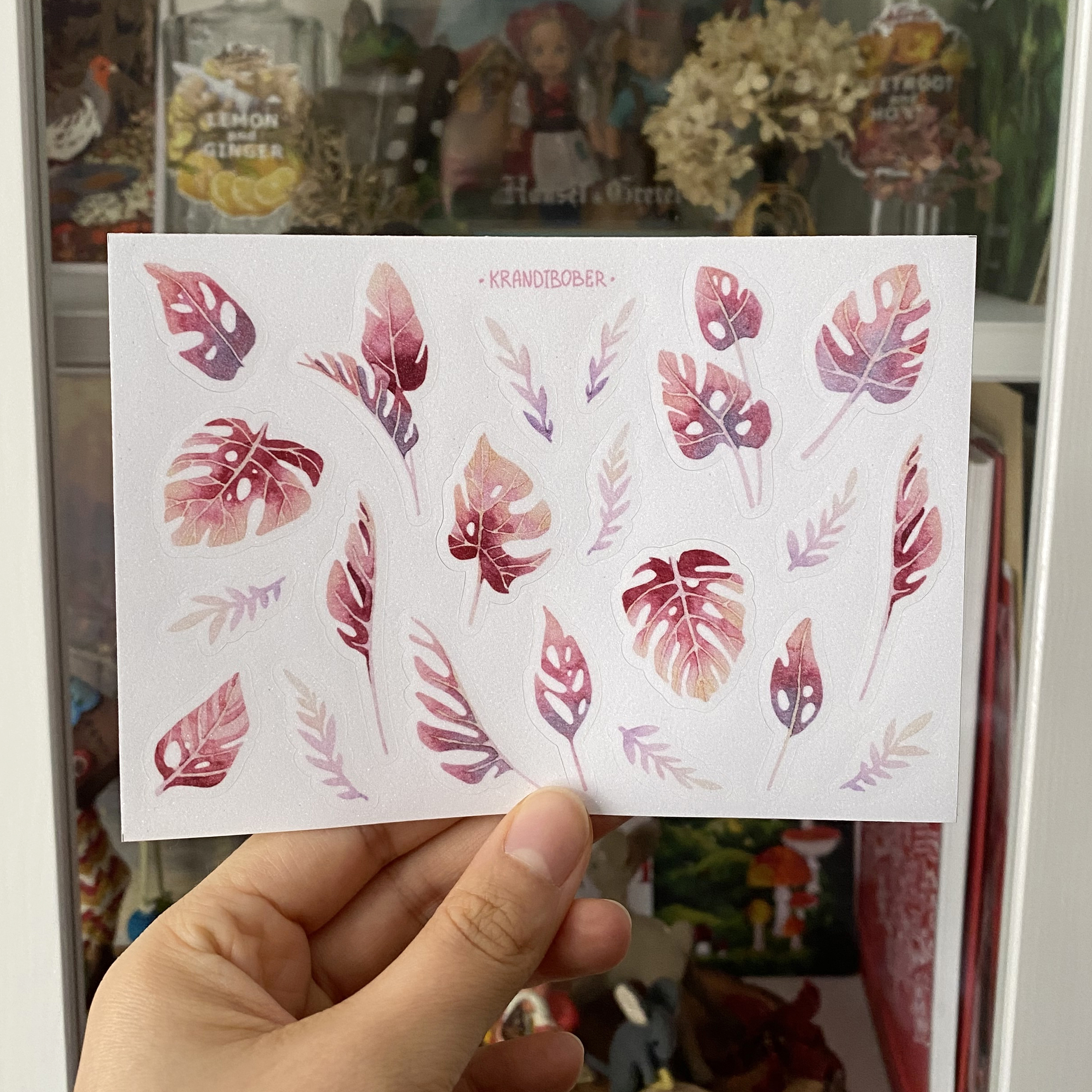 Стикерпак А6 «Листья монстеры, сахар»