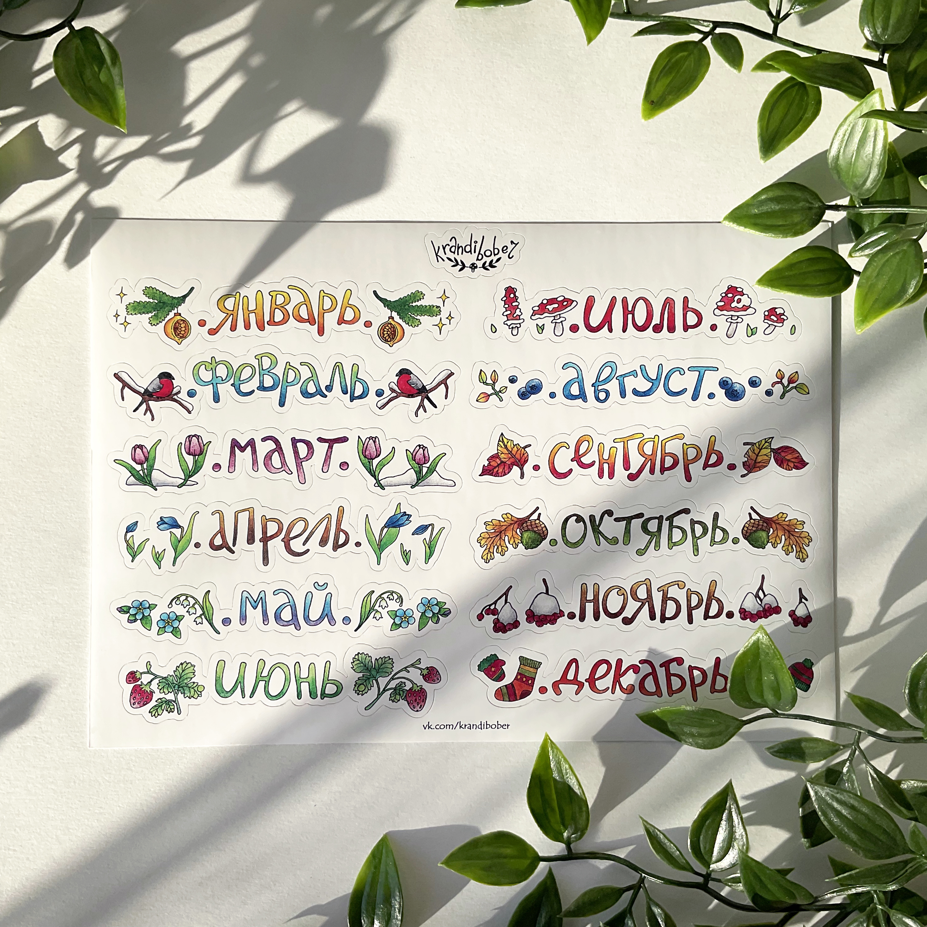 Стикерпак А5 «Месяцы года»