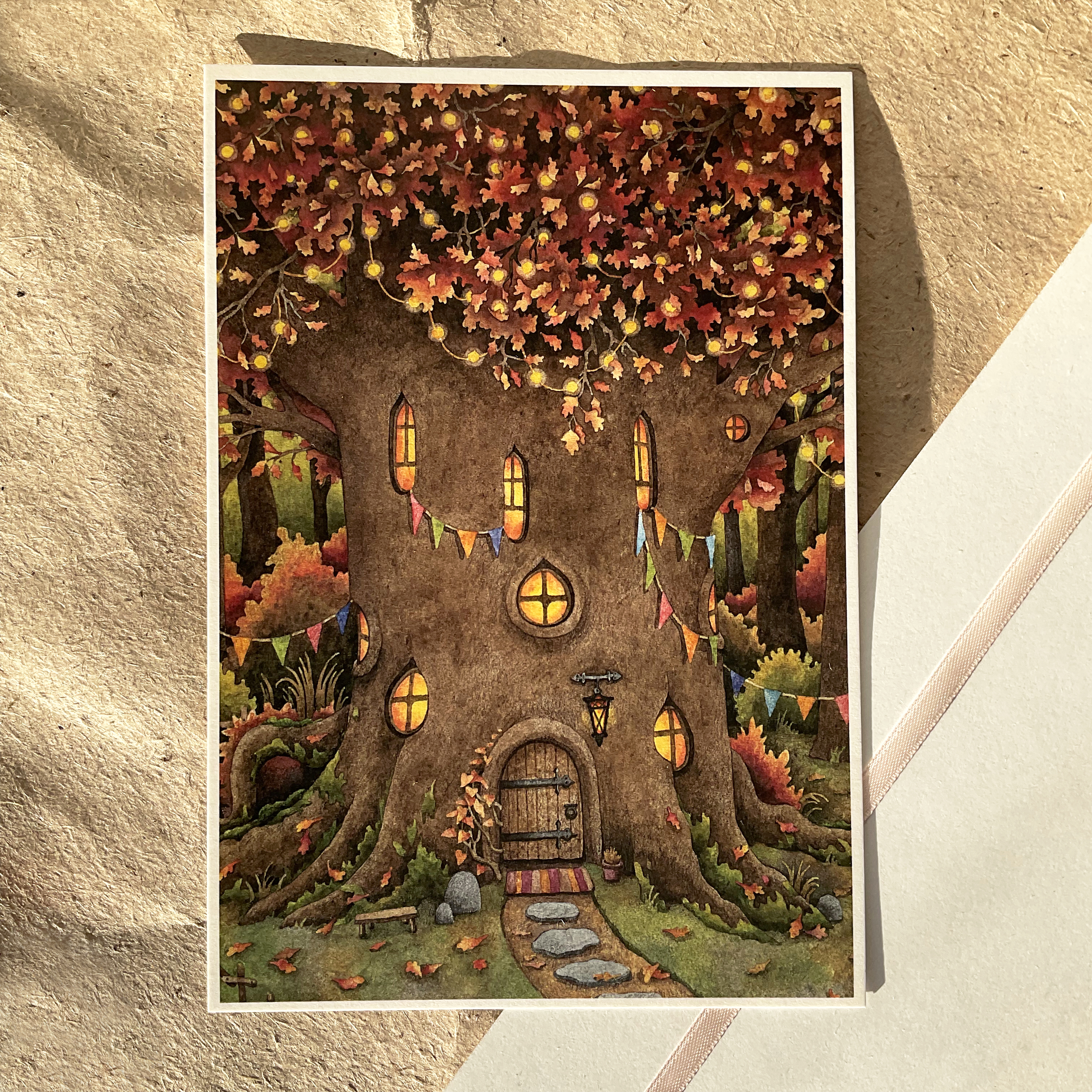Постер А5 «Осеннее дерево-дом»