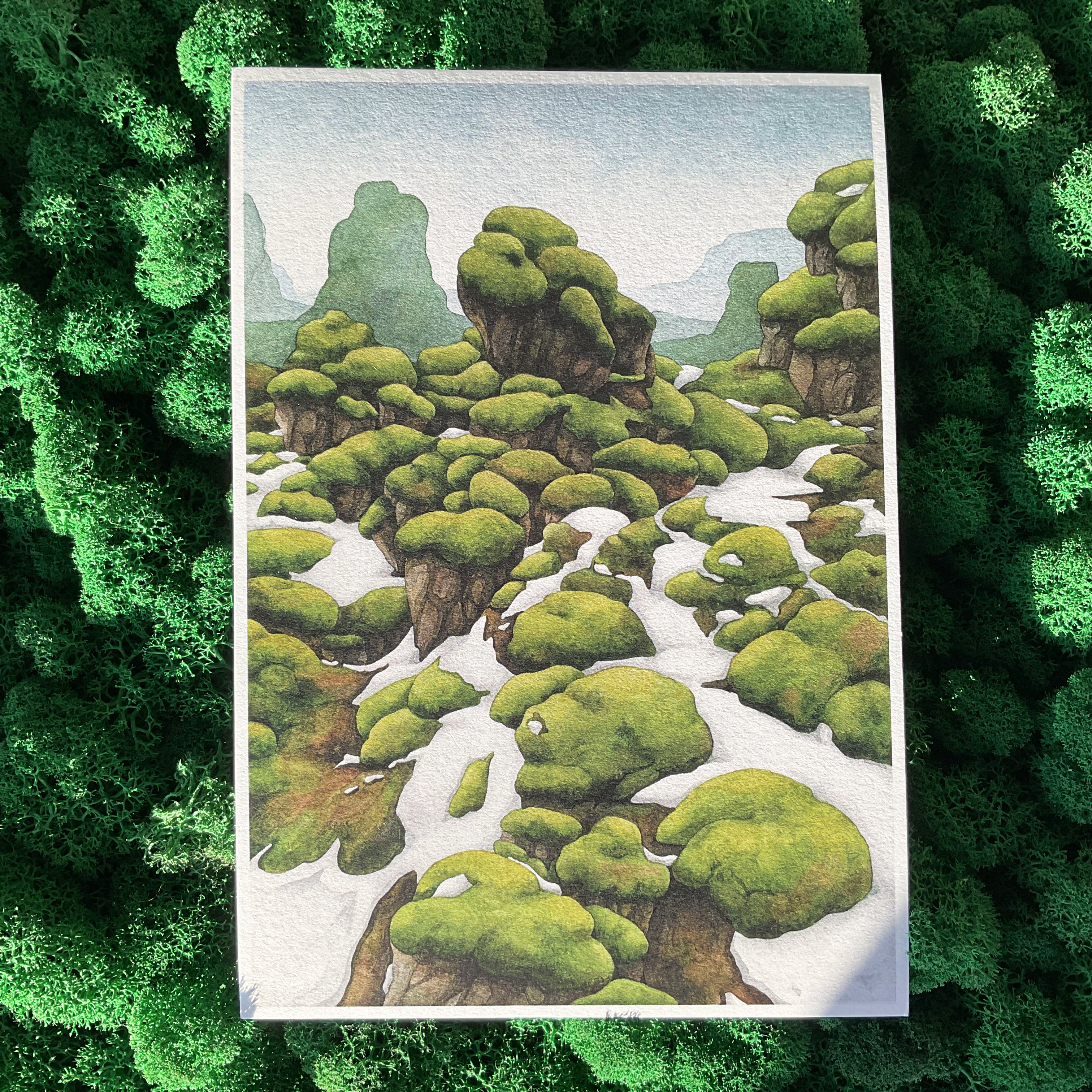 Постер А5 «Мох в снегу»