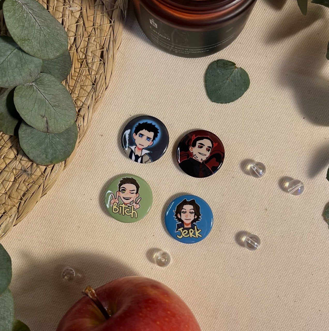 набор значков 25мм 4шт сверхъестественное