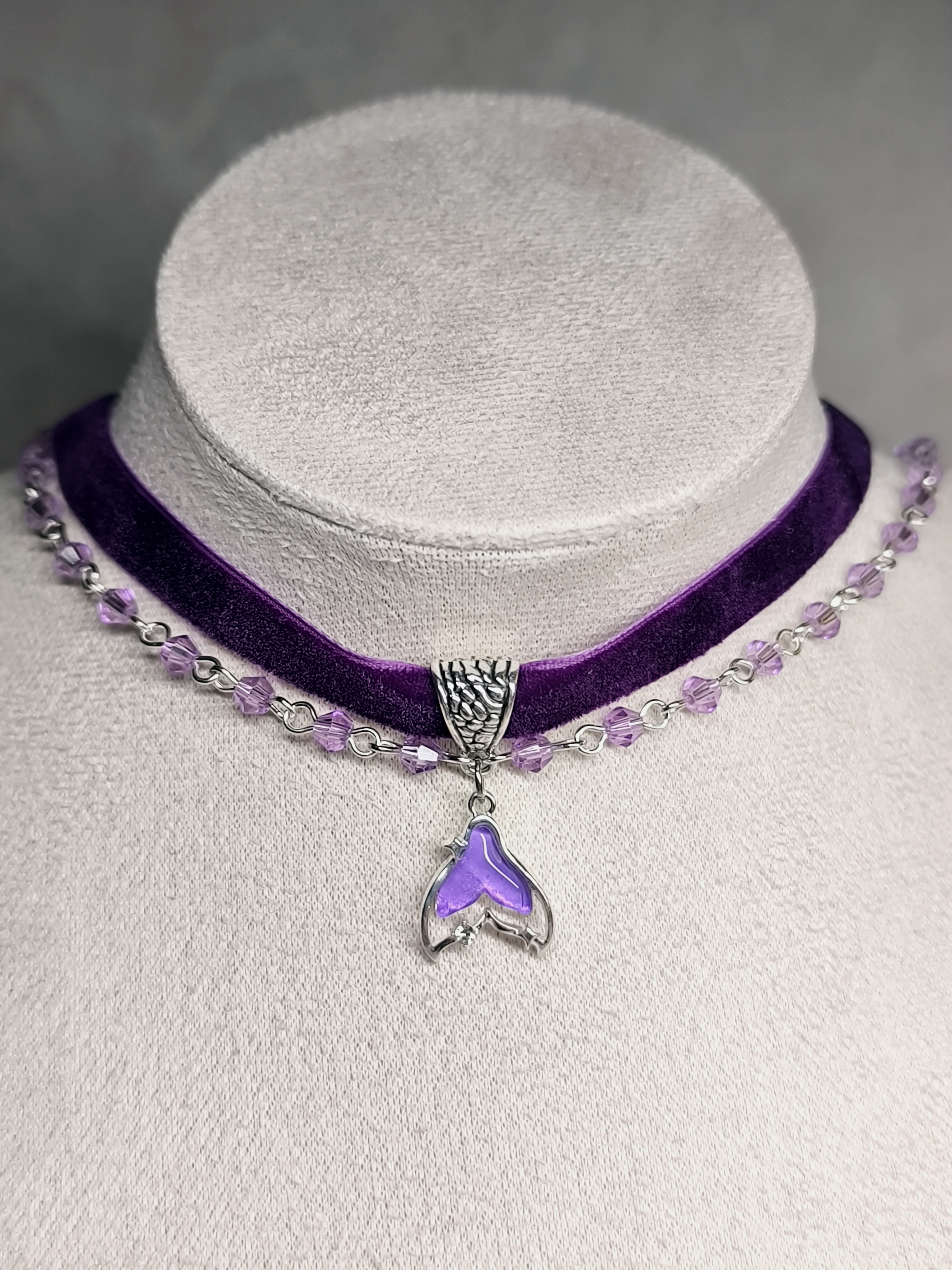 Чокер 2х фиолетовый хвостик