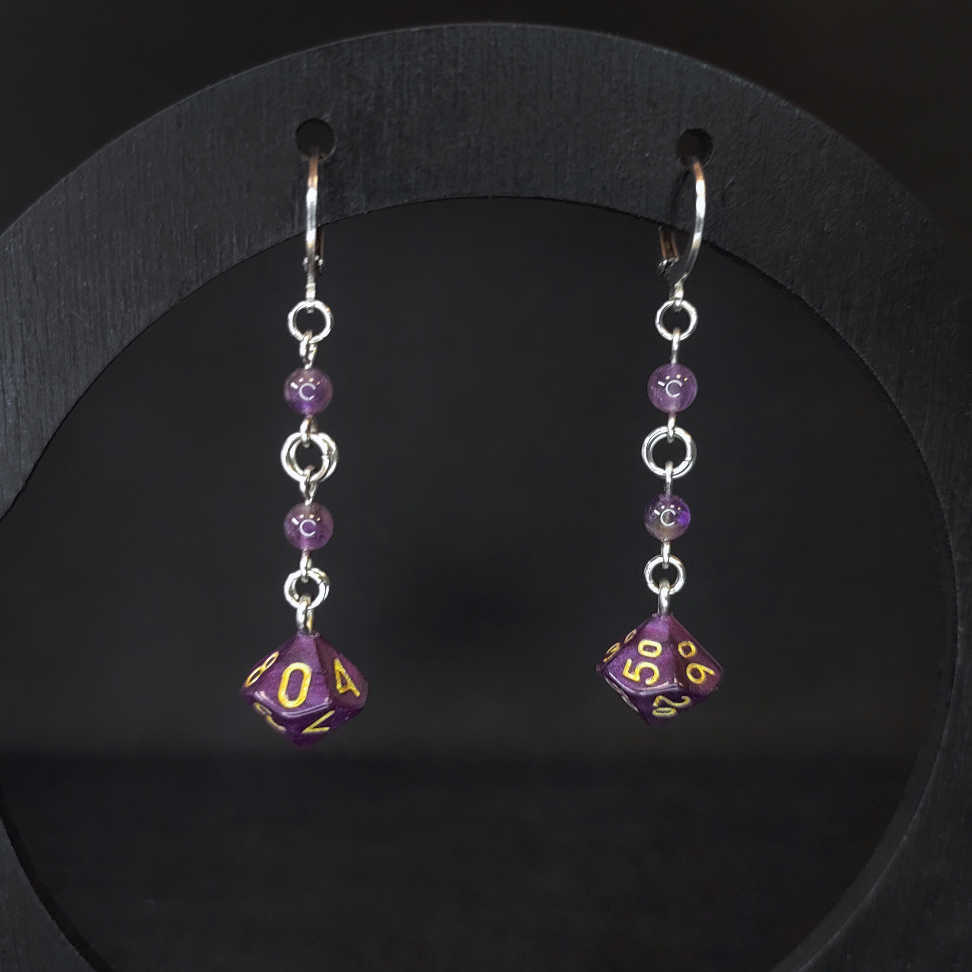 Серьги днд "д100" и "д10" фиол (нерж. сталь)