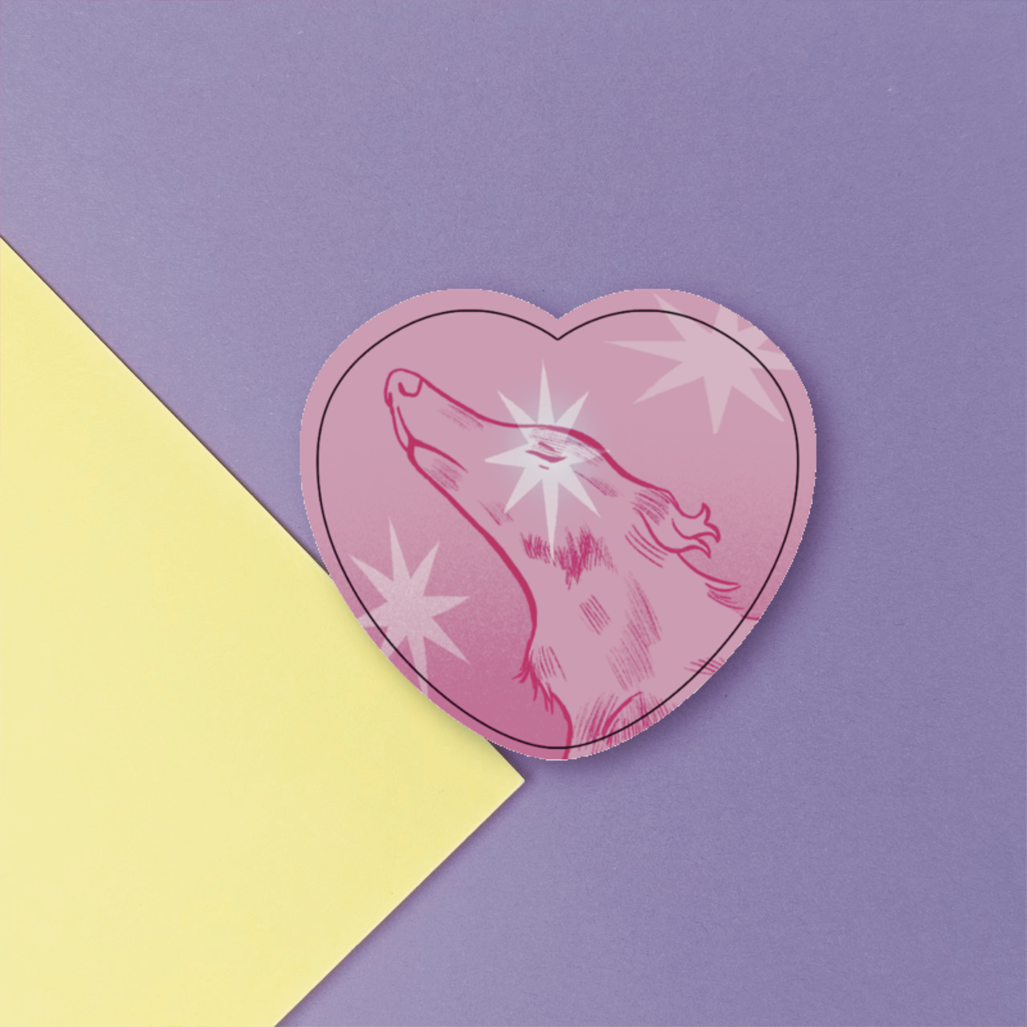 Стикер Борзая в розовом сердечке