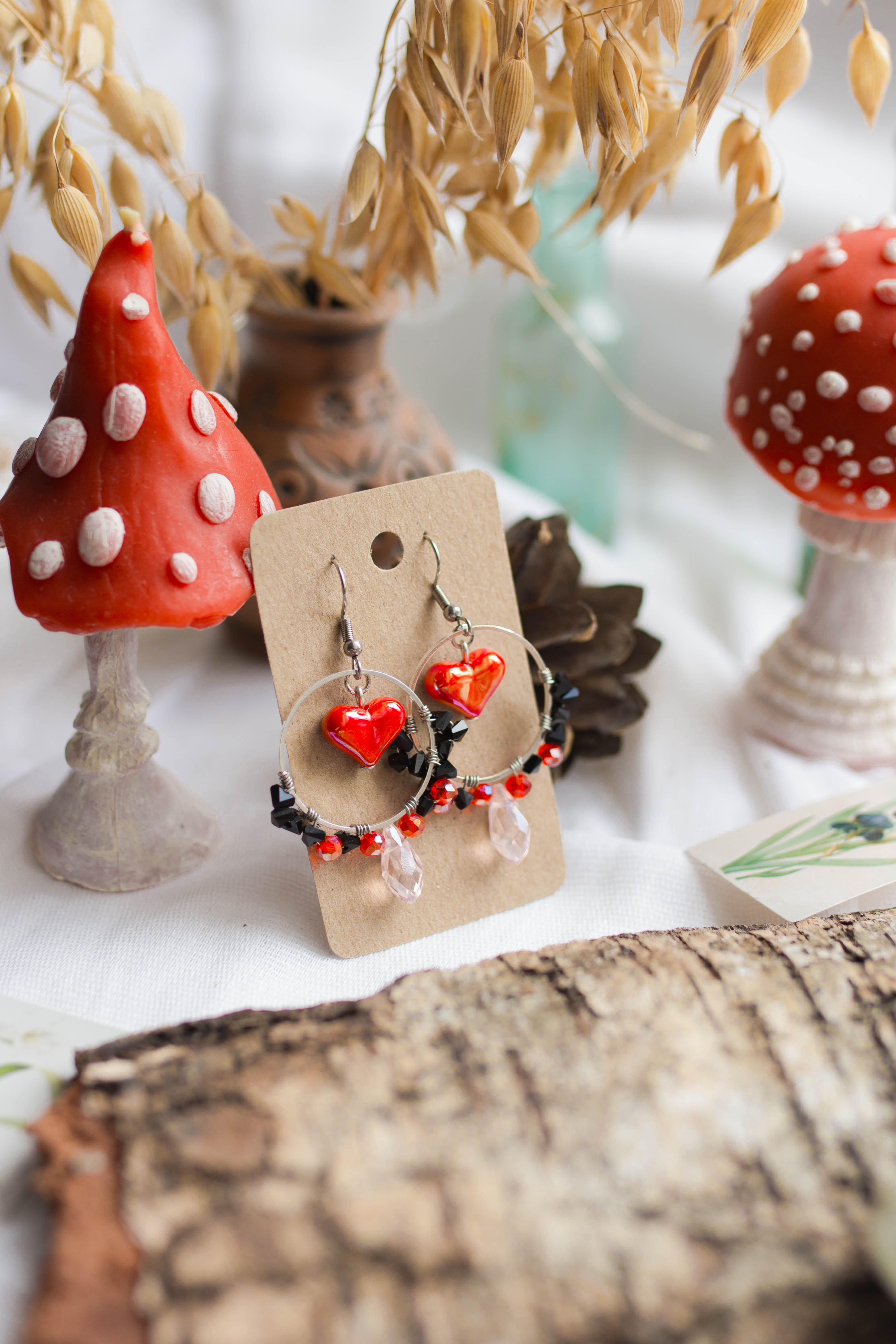 Серьги Красное сердце